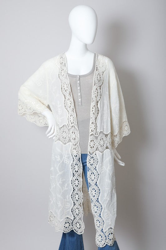 Crochet Open Patch Longline Kimono