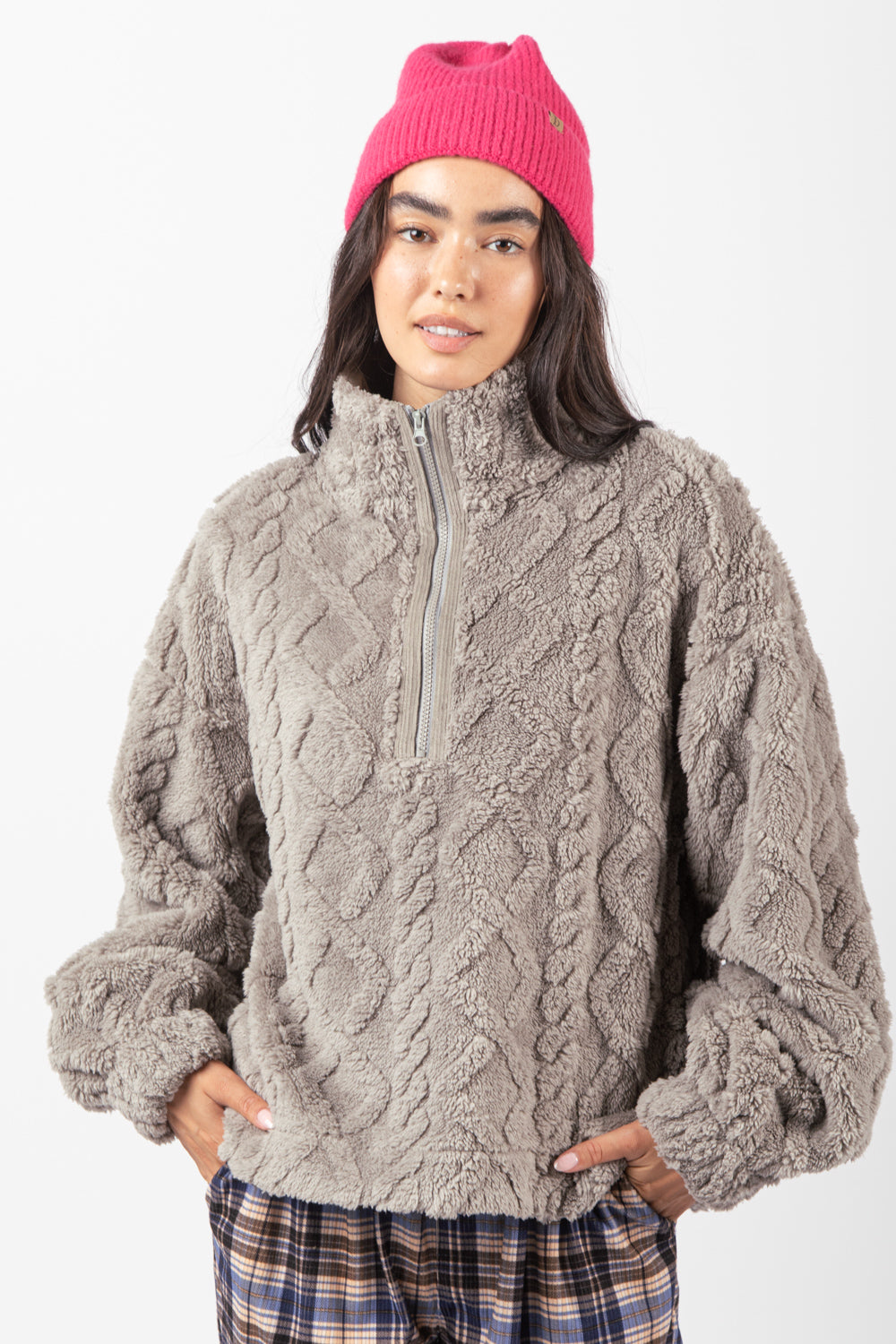 Fuzzy Fleece Cozy Half Zip Pullover