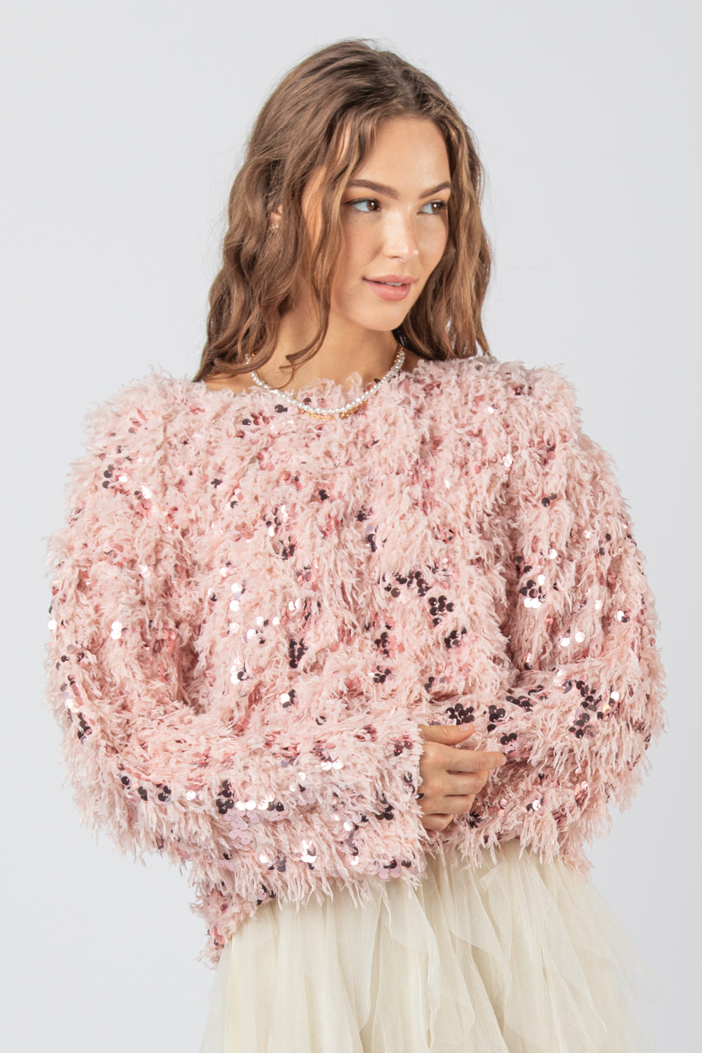 Fuzzy Sequin Knit Sweater