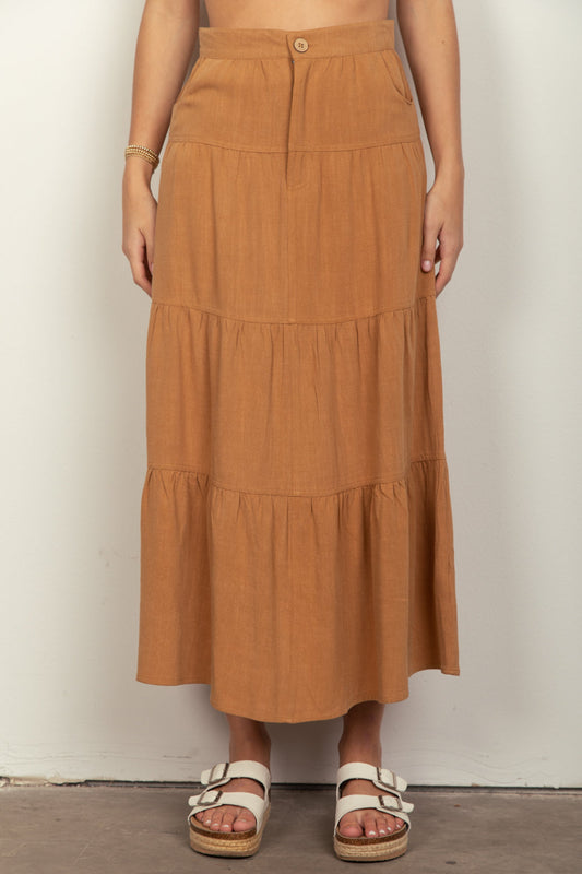 Camel Linen Skirt