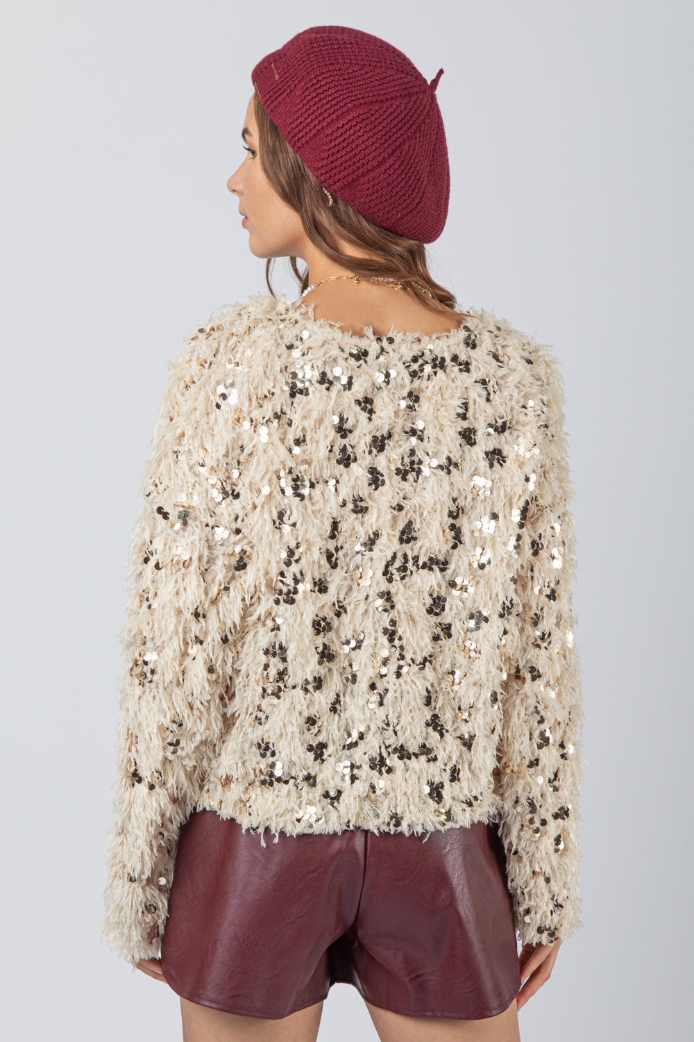 Fuzzy Sequin Knit Sweater