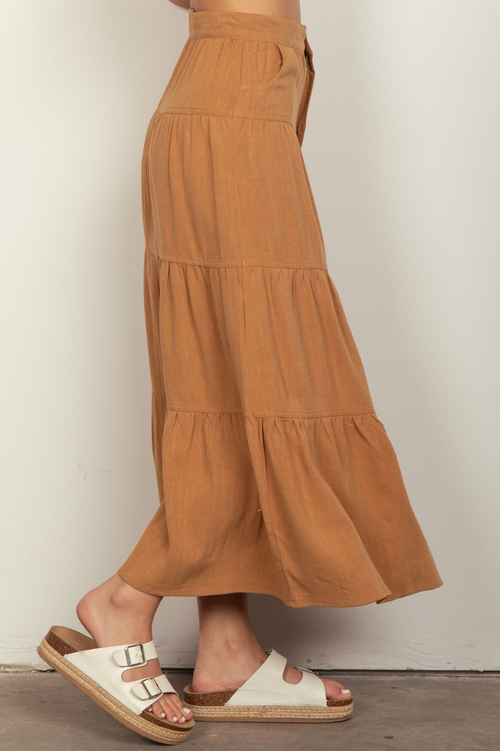 Camel Linen Skirt