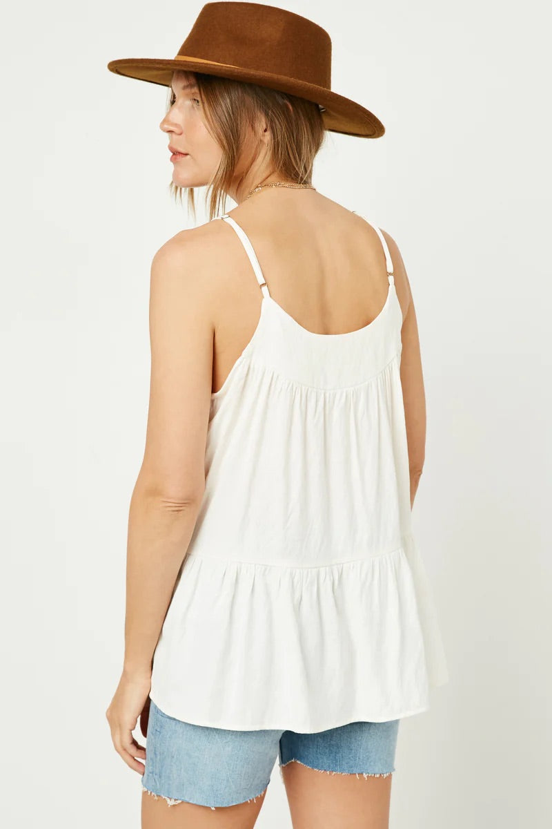 White Tiered Cami Top